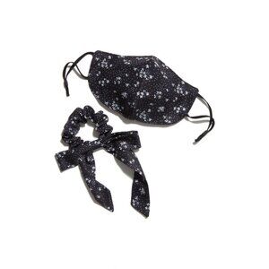Free People Adult Face Mask & Scrunchie Bow Black Matching Set